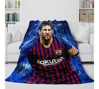 Messi Football Couverture Chaude - Couverture Flanelle pour Enfants Adolescents Adultes - Tactile comme Un Câlin dans Une Couverture - Canapé Lit Décor - Noël Anniversaire Cadeau(150x200cm)