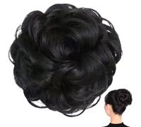 Messie Bun Hair Piece Natural Black Wavy Curly Bun Pièces de cheveux pour les femmes Facile à utiliser Extensions For Women Girls Ponytail Extension Supplies Messy Piece