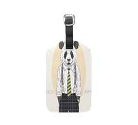 Messieurs Animaux Dessin Animé Panda Etiquettes à Bagages de Valises Voyage en Cuir Etiquette Nom Adresse ID Tags Drôle pour Les Garçons Filles(3PACK)