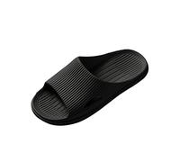 Messieurs Couple Pantoufles Pantoufles de Salle de Bain Plat Couleur Unie Rayure Maison Pantoufles Chaussettes Chaussons Homme (Black, 42-43)