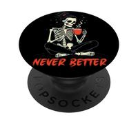 Messy Bun Drinking Coffee for Women Never Better Skeleton PopSockets PopGrip Adhésif