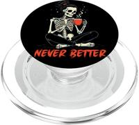 Messy Bun Drinking Coffee for Women Never Better Skeleton PopSockets PopGrip pour MagSafe