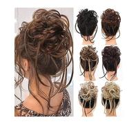 Messy Bun Extensions de cheveux synthétiques en forme de chignon bouclé, queue droite, bande élastique, chignon bouclé, faux postiches, queue de cheval