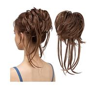 Messy Bun - Extensions de cheveux Tousled Updo Messy Bun - Queue de cheval avec élastique élastique - Queue de cheval bouclée - Pour femme - Marron clair