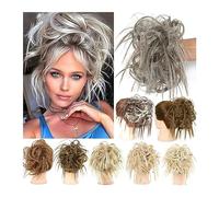 Messy Bun Extensions de chignon synthétique - Chignon ébouclé - Postiche en queue de cheval bouclée - Pour femme