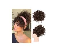 Messy Bun Hair Piece for Women， Elastic Drawstring Short Ponytail Synthetic Loose Wave Curly for Daily Party Use Look élégant chic(Light Brown)