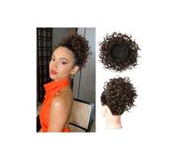 Messy Bun Hair Piece for Women， Elastic Drawstring Short Ponytail Synthetic Loose Wave Curly for Daily Party Use Ponytail Extension(Chocolate Brown)