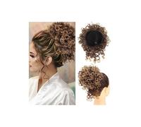 Messy Bun Hair Piece for Women， Elastic Drawstring Short Ponytail Synthetic Loose Wave Curly for Daily Party Use Ponytail Extension(Brown blonde)