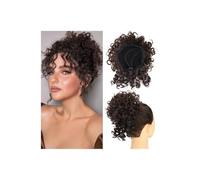 Messy Bun Hair Piece for Women， Elastic Drawstring Short Ponytail Synthetic Loose Wave Curly for Daily Party Use Look élégant chic(Drak brown)