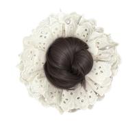 Messy Bun Hair Piece, Women Updo Hair Extension, Lace Ponytail Wig Natural Look Synthetic Stretch Elastic Band for Wedding Party EVENTS, 7.09 Inches in Diameter