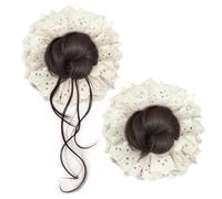 Messy Bun Hair Piece, Women Updo Hair Extension, Lace Ponytail Wig Natural Look Synthetic Stretch Elastic Band for Wedding Party EVENTS, 7.09 Inches in Diameter