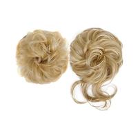 Messy Bun - Lot de 2 élastiques à cheveux bouclés ondulés - Chignon synthétique - Pour femme avec cheveux élastiques