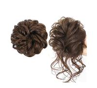 Messy Bun - Lot de 2 élastiques à cheveux bouclés ondulés - Chignon synthétique - Pour femme avec cheveux élastiques