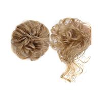 Messy Bun - Lot de 2 élastiques à cheveux bouclés ondulés - Chignon synthétique - Pour femme avec cheveux élastiques