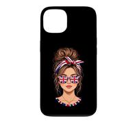 Messy Bun Lunettes de Soleil Motif Drapeau Britannique Coque pour iPhone 13