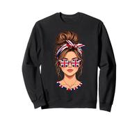 Messy Bun Lunettes de Soleil Motif Drapeau Britannique Sweatshirt