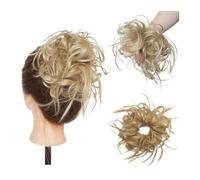 Messy Bun Postiche de cheveux en désordre, postiche pour femme, chignon bouclé moelleux, chouchou ondulé, chouchou synthétique ondulé, 45 g de chignon (taille : blond cendré)
