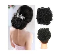 Messy Bun Postiche de cheveux en forme de gros chignon bouclé avec peigne, clips dans les cheveux, couverture de queue, extension de queue de cheval, postiche de cheveux synthétiques naturels (couleur