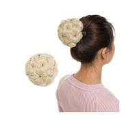 Messy Bun Postiche de cheveux synthétiques à clip dans un chignon, postiche de cheveux bouclés pour femme (couleur : blond décoloré)