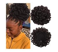Messy Bun Postiches Cheveux Synthétiques Dreadlocks Chignon Afro Puff Cordon de Serrage Queue de Cheval Cheveux Chignon Locs Tresses Chignon Postiche Clip dans les cheveux, Extensions pour Femmes