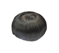 Messy Bun Postiches synthétiques, chignon sphérique, chignon avec frange, clip dans un coussinet de chignon, beignet, élastique, couleur noire (couleur : A sans bangs)