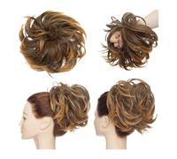 Messy Bun - Postiches synthétiques moelleuses avec élastique - Chignon ébouriffé - Chignon en désordre - Chignon haut - Queue de cheval - Pour femme - 85 g - Chignon - Couleur : 1