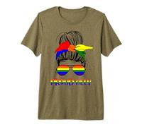 Messy Bun Proud Ally Pride Flag Love LGBT Rainbow Lunettes de Soleil T-Shirt Haut de Gamme