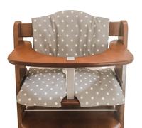 Messy Me Coussin de chaise haute en bois pour chaise haute Hauck Alpha Plus, facile à installer, entièrement nettoyable (étoiles grises)