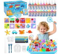 MestectPET Kit Magic Water Gel pour Enfants, 55 Pièces Set DIY Elf Aqua Gelz Coffret avec 20 Gels 16 Moules, Jouet Kit de Loisirs Créatifs Cadeaux d'Anniversaire Noël pour Garçons Filles 3+