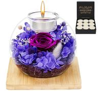 MestectPET Rose Éternelle en Verre, Coffret Cadeau de Rose Préservée et Bougies Parfumées, Cadeau D'anniversaire Fête des Mères Saint-Valentin Noël pour Maman, Petite Amie, épouse, Femme (Violet)
