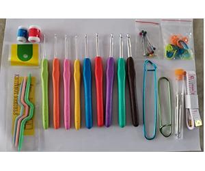 Mestraft Lot de 50 crochets ergonomiques avec poignée douce, pointe en aluminium, kit Amigurumi coloré aiguille artisanale, outils, accessoires
