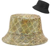 MESU Bobs Trendy Metal Cape Double Face Beach Fisherman's Hat Femmes Hommes Chapeau de Jeune Fille pour Or A