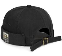 MESU Brimless Docker Cap for Men Sailor Cap Retro No Brim Hat Skullcap Beanie Hat C - Black