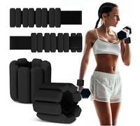 MESUADESI Lot de 2 poids de poignet portables pour homme et femme - Bracelets lestés en silicone réglables pour la marche, le yoga, le pilates, la course à pied, la danse, la gym, 0,9 kg (noir)