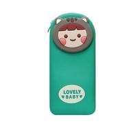 Mesuaeso Trousse Crayon Trousse à Crayons en Silicone Grande capacité, Motif 3D, adorables Monstres, Compatible with la rentrée Scolaire, Compatible with Adolescents. Grande(Light Green)