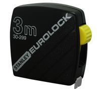 STANLEY 1-30-299 Mesure 3 M X 12,7 Mm Eurolock Fabriqué En France - Crochet Coulissant - Position Zéro Réel - Boitier Résistant Aux Chocs - Précision Classe Ii