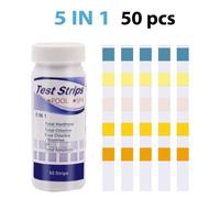 Mesure Bandes De Test D'Eau Spa 50 Pièces 5 En 1 Papier Bandelette Test De Ph D'Aquarium De Piscine Pour Dureté, Chlore, Brome
