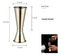 Mesure Jigger Cocktail 1 oz / 2 oz Verres Doseurs Coupe,Doseur de Liqueur en Acier Inoxydable Mesure de Bar avec Échelle 30/60 ML