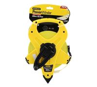 STANLEY 2-34-775 Mesure 60 M X 12,7 Mm Ruban En Fibre De Verre Powerwinder - Revêtement Transparent - Palette Rabattable - Boitier Abs Antichocs - Poignée Bi matière - Trou D'Accrochage