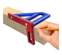 Mesure multi-angle 3D, marquage triangulaire de 45 à 90 degrés, rapporteur carré, coupe d'onglet, mesure de positionnement de haute précision pour ingénieurs charpentiers L (L Blue & Triangle Red)