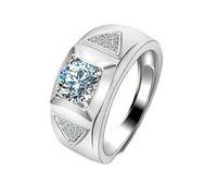 Mesure Taille Bague Homme Alliance Argent Femme Or Blanc 14 Carats Diamant de Laboratoire Pierre Précieuse Triangulaire Large à 4 Griffes de 1 Ct Taille Lesbienne pour Épouse Fiançailles Bijoux