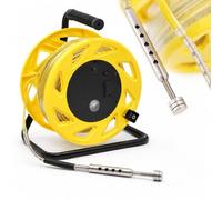 Mesureur de Niveau d’Eau à Ruban Acier 30-300 m, Mesure Niveau Eau Puits, Enrouleur ABS, Support en Acier, Ruban Jaune Lisible, Signal Sonore et Voyant pour Puits, Forages et Piézomètres Yellow-30m
