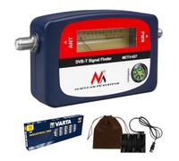 Mesureur de Signal TV DVB-T/DVB-T2 avec Boussole et Câble F 25 cm - Installation Précise Antenne Terrestre, Portable, Alimentation Piles AA, Orientation Optimale