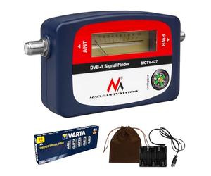 Mesureur de Signal TV DVB-T/DVB-T2 avec Boussole et Câble F 25 cm - Installation Précise Antenne Terrestre, Portable, Alimentation Piles AA, Orientation Optimale