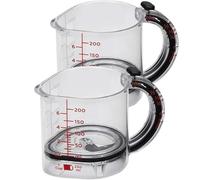 Mesureur doseur 4 en 1 ajustable, doseur à liquide à poussoir, base d’étanchéité type grattoir, résistant à la chaleur, lavable au lave-vaisselle, pour la cuisine, la pâtisserie et,2pcs