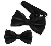 Mesybveo 2 Pièces Nœud Papillon Homme Pré-Noué Longueur Réglable - Noir Avec Fermeture à Crochet - Pour Mariage, Fêtes, Séances - Couleur Unie