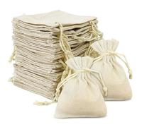 Mesybveo 24 Pièces Petits Sacs en Tissu, 8 x 10 cm Sachet Coton, Sac Toile de Jute avec Cordon de serrage, Sachets en Lin Réutilisable pour mariage, fête, Pochon Tissu pour Bijoux, Bonbons