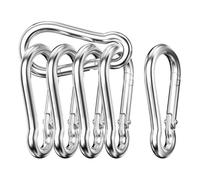 Mesybveo 6 pièces Mousquetons, Mousqueton à Ressort en Acier Inoxydable 304, Portant de Charge sûr 140KG, Printemps fermé 60 * 30 * 5.9MM. Mousqueton pour hamacs, pêche, Camping, auvents(Argent)