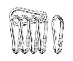 Mesybveo 6 pièces Mousquetons, Mousqueton à Ressort en Acier Inoxydable 304, Portant de Charge sûr 140KG, Printemps fermé 60 * 30 * 5.9MM. Mousqueton pour hamacs, pêche, Camping, auvents(Argent)
