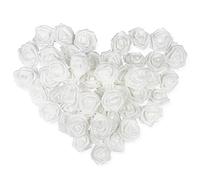 Mesybveo Lot de 50 Roses Artificielles, 7cm Mousse Fleurs Artificielles, Blanche Fausse Rose, Artificielle Têtes de Roses, Aspect Réaliste, Rose en Mousse pour Mariage, Fête, la Décoration Intérieure